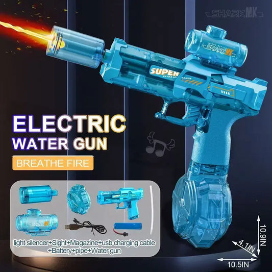 Electric Water Guns for Adults and Children, High-Power Automatic Water Blasters for Summer Fun, Pool and Beach Toys with Realistic Muzzle Flames