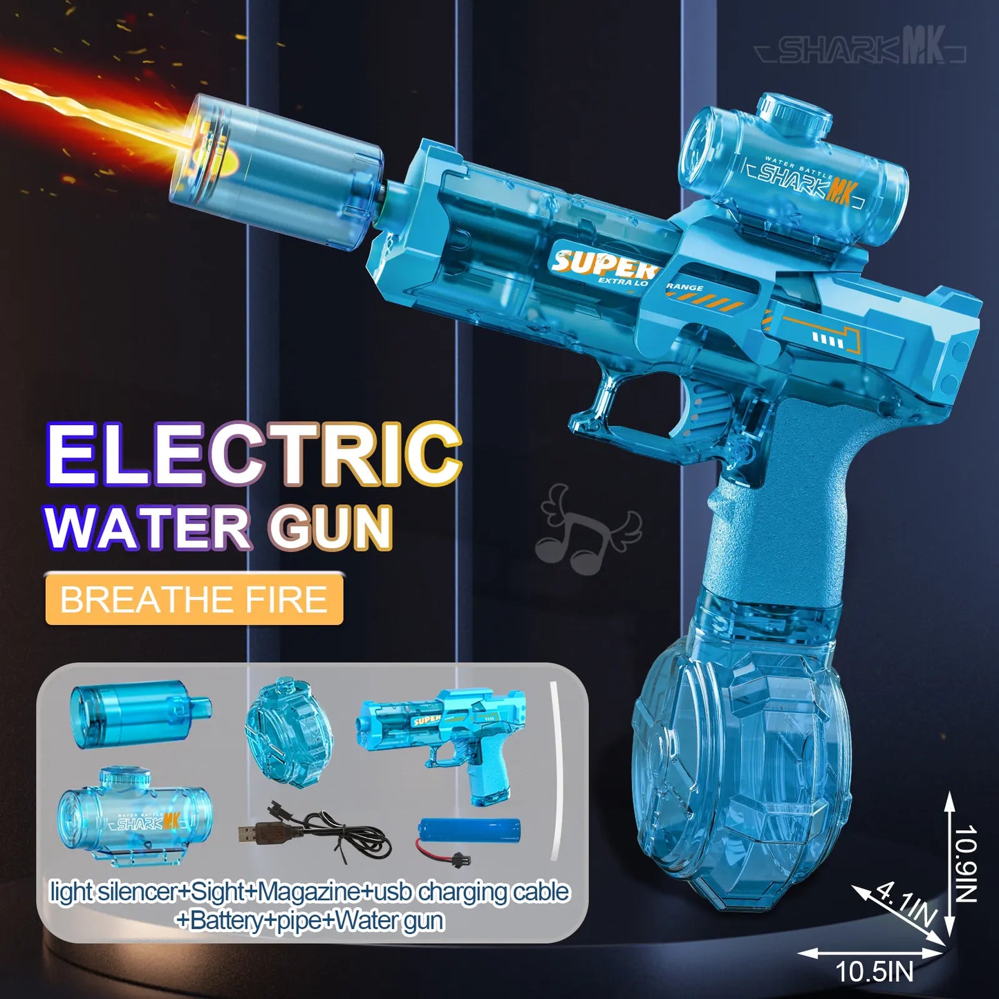 Ultimate Battle Water Gun Powerful Electric Water Gun, Water Blaster Automatic Squirt Gun with Glowing Muzzle 320Cc High Capacity, up to 32 FT Range, Outdoor Summer Party Toy Outdoorfun for Adults &Kids Toys #Summervibes
