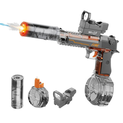 LED Light-Up Powerful Electric Water Gun,Automatic Water Gun with Realistic Muzzle of Smoke,425Cc High Capacity,Squirt Gun Range up to 35 Ft,Best Water Toys for Summer Beach Outdoor Fun,Pool Parties and Holiday Gifts