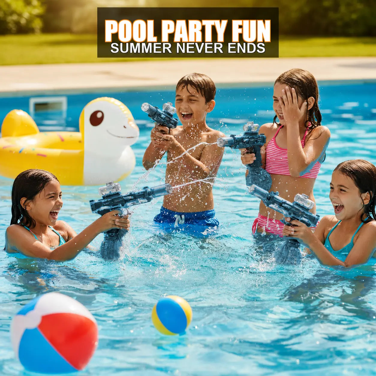 Quriov High-Performance Automatic Electric Water Gun with Glowing Muzzle, 320cc Capacity, 32-Foot Range - Perfect Summer Outdoor Toy for All Ages
