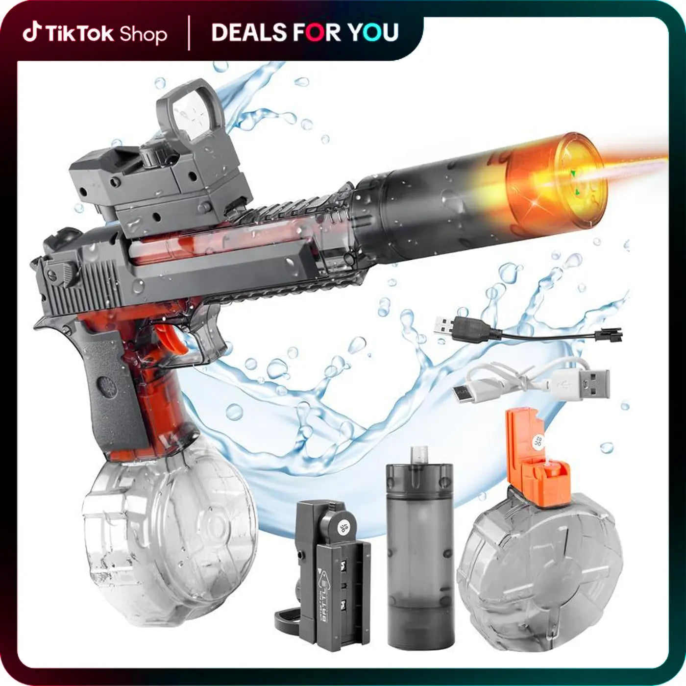 LED Light-Up Powerful Electric Water Gun,Automatic Water Gun with Realistic Muzzle of Smoke,425Cc High Capacity,Squirt Gun Range up to 35 Ft,Best Water Toys for Summer Beach Outdoor Fun,Pool Parties and Holiday Gifts