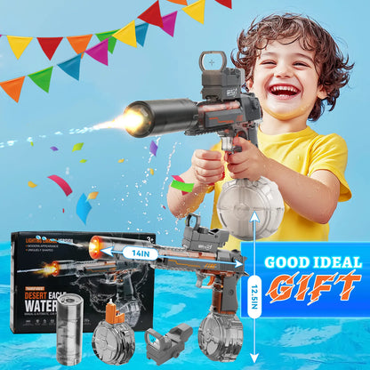 LED Light-Up Powerful Electric Water Gun,Automatic Water Gun with Realistic Muzzle of Smoke,425Cc High Capacity,Squirt Gun Range up to 35 Ft,Best Water Toys for Summer Beach Outdoor Fun,Pool Parties and Holiday Gifts
