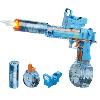LED Light-Up Powerful Electric Water Gun,Automatic Water Gun with Realistic Muzzle of Smoke,425Cc High Capacity,Squirt Gun Range up to 35 Ft,Best Water Toys for Summer Beach Outdoor Fun,Pool Parties and Holiday Gifts